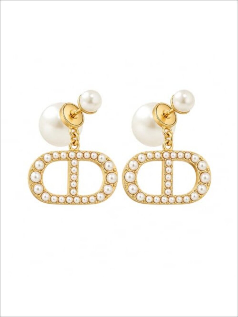 Gold Tone Faux Pearl Drop Dangle Earrings Ear Jacket Women